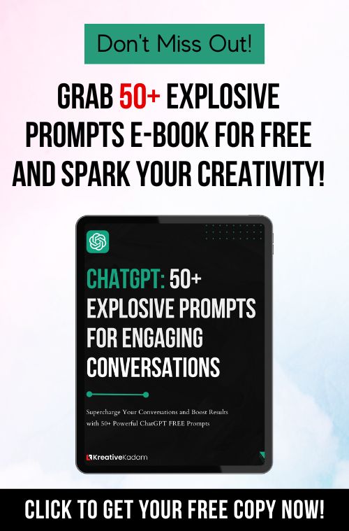 Download FREE 50+ Prompts Ebook with Kreativekadam
